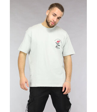 Lichtgrijze Oversized Heren T Shirt met Positive Tekst