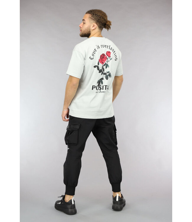 Lichtgrijze Oversized Heren T Shirt met Positive Tekst