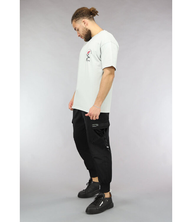 Lichtgrijze Oversized Heren T Shirt met Positive Tekst