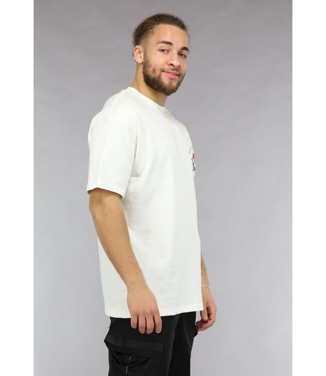 Wit Oversized Heren Shirt met Roos