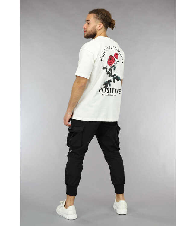Wit Oversized Heren Shirt met Roos