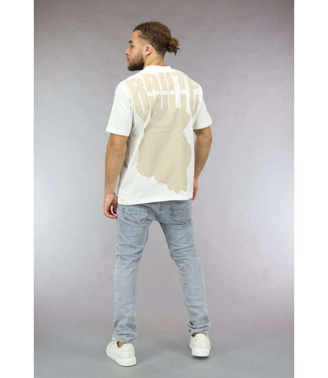Ecru Heren Shirt met Brute Opdruk