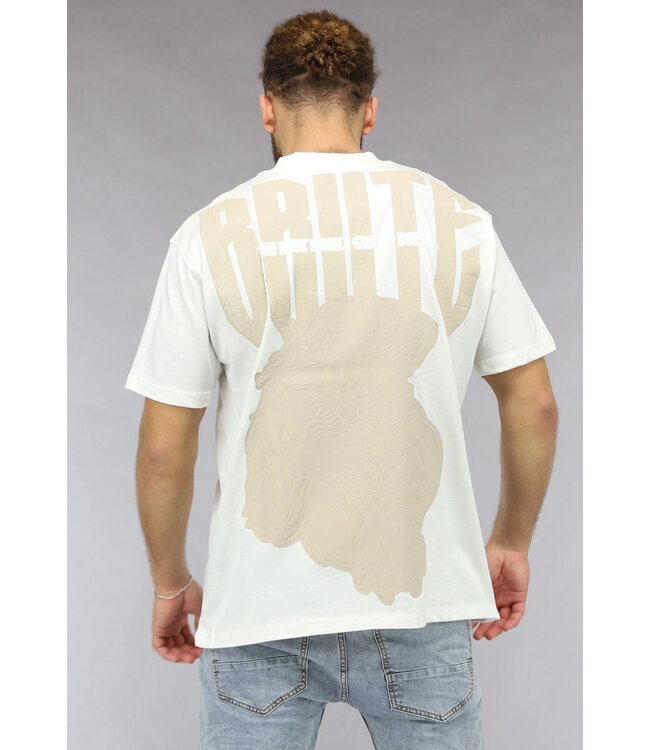 Ecru Heren Shirt met Brute Opdruk