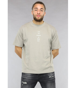 Taupe Heren T Shirt met Quote