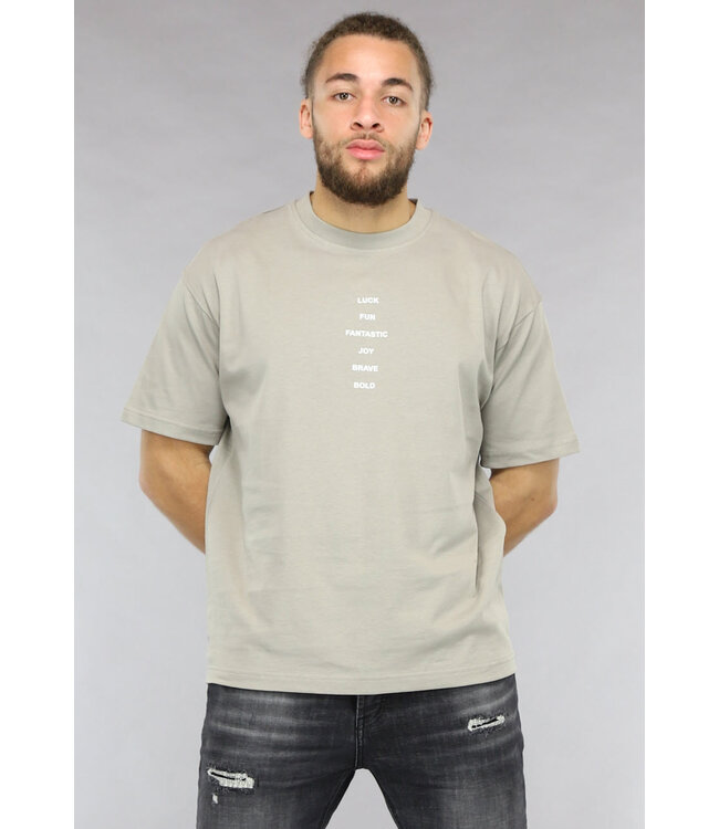 Taupe Heren T Shirt met Quotev