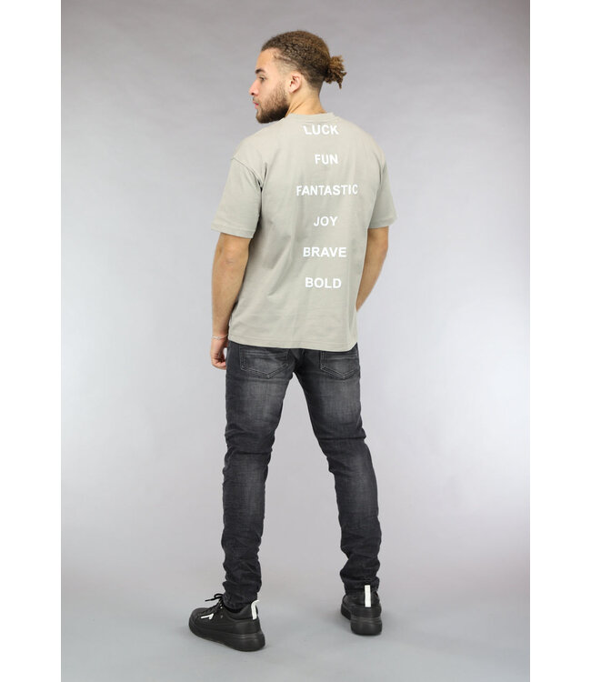 Taupe Heren T Shirt met Quotev