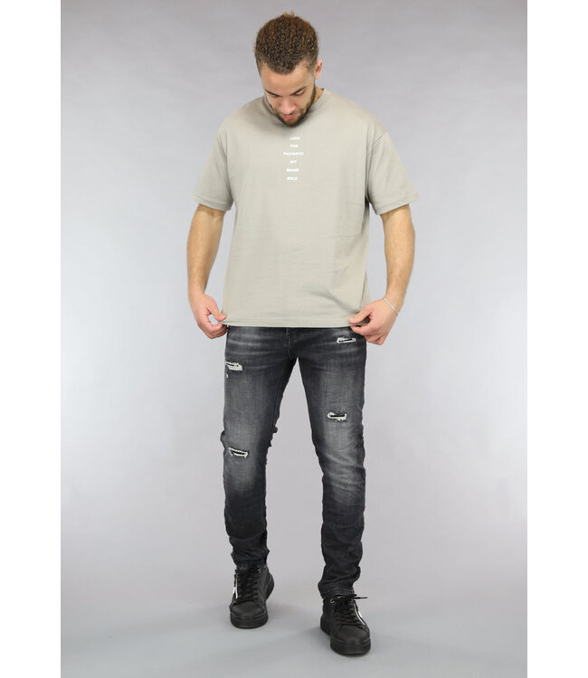 Taupe Heren T Shirt met Quotev