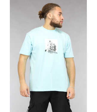 Heren T Shirt met Roos Print in Lichtblauw