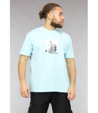 NEW0305 Heren T Shirt met Roos Print in Lichtblauw