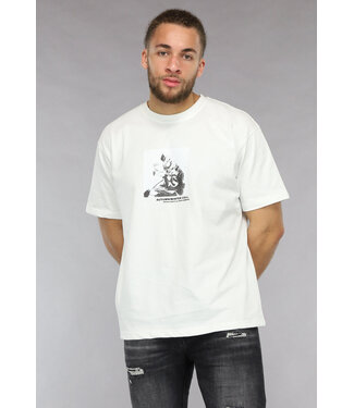 Ecru Heren T Shirt met Roos Design