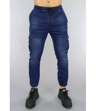 NEW0305 Blauwe Denim Stretch Heren Cargo Broek