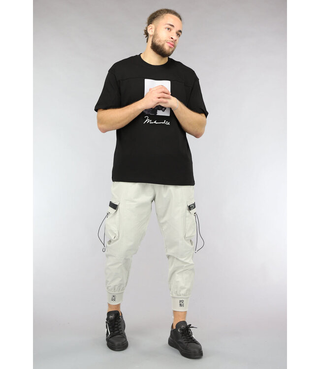 Parachute Stof Cargo Broek met Geborduurde Pijpen