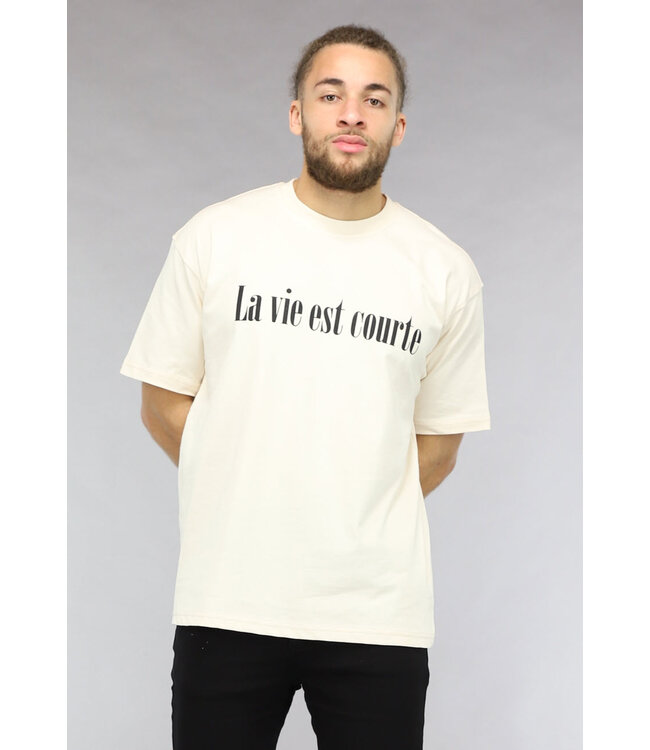 Ecru La vie est courte Mannen T Shirt