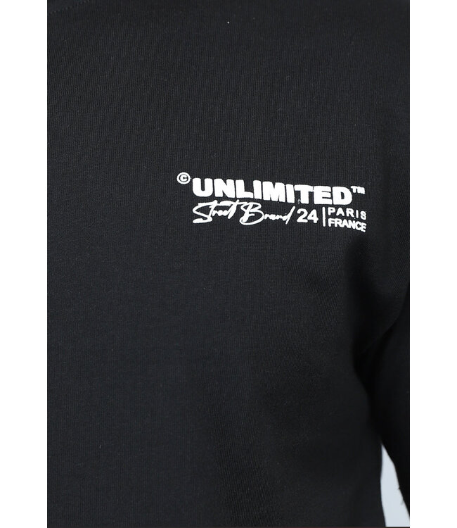 Zwart Heren Shirt in Los Model met Unlimited Tekst