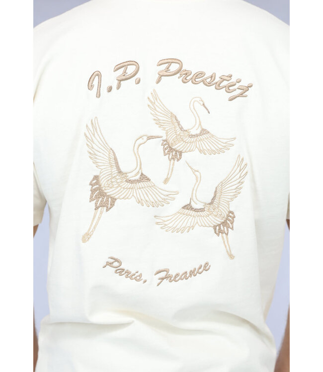 Ecru Heren Shirt met Geborduurde Vogel