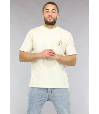 Ecru Heren Shirt met Geborduurde Vogel