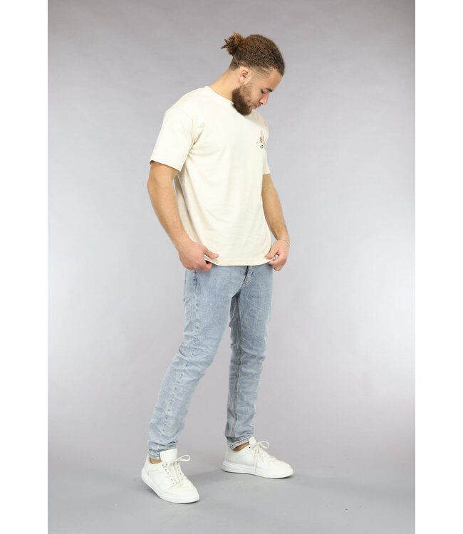 Ecru Heren Shirt met Geborduurde Vogel