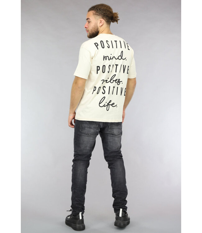 Ecru Loose Fit Motivational Shirt