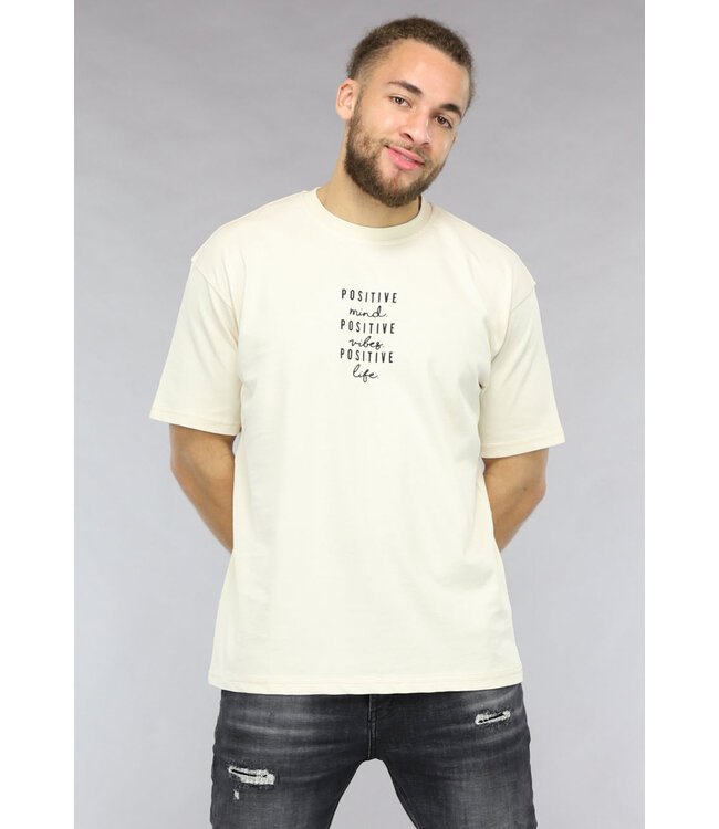 Ecru Loose Fit Motivational Shirt