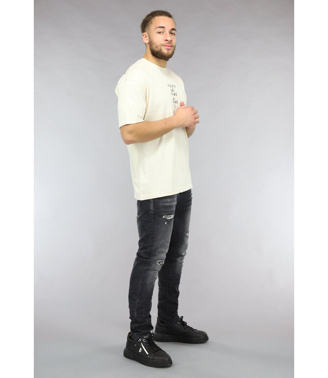 Ecru Loose Fit Motivational Shirt