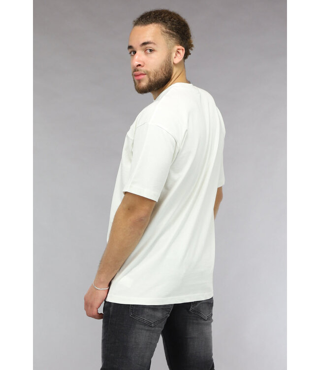 Wit Oversized Heren Shirt met Bokser Opdruk