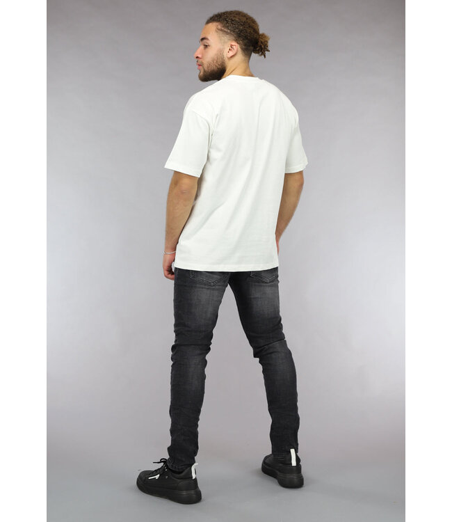 Wit Oversized Heren Shirt met Bokser Opdruk