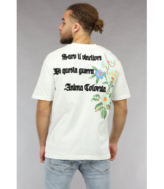 Heren Shirt in Ecru met Bloem en Tekst