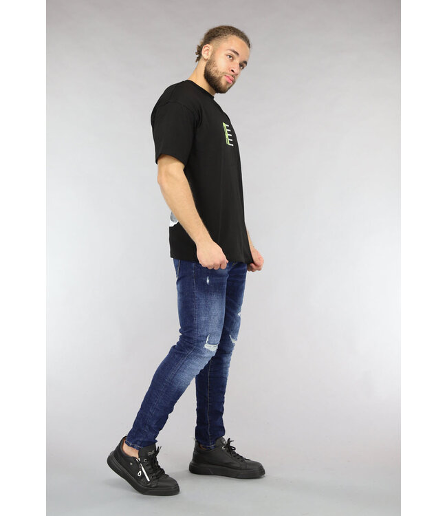 Zwart Mannen Shirt met Butterfly Print