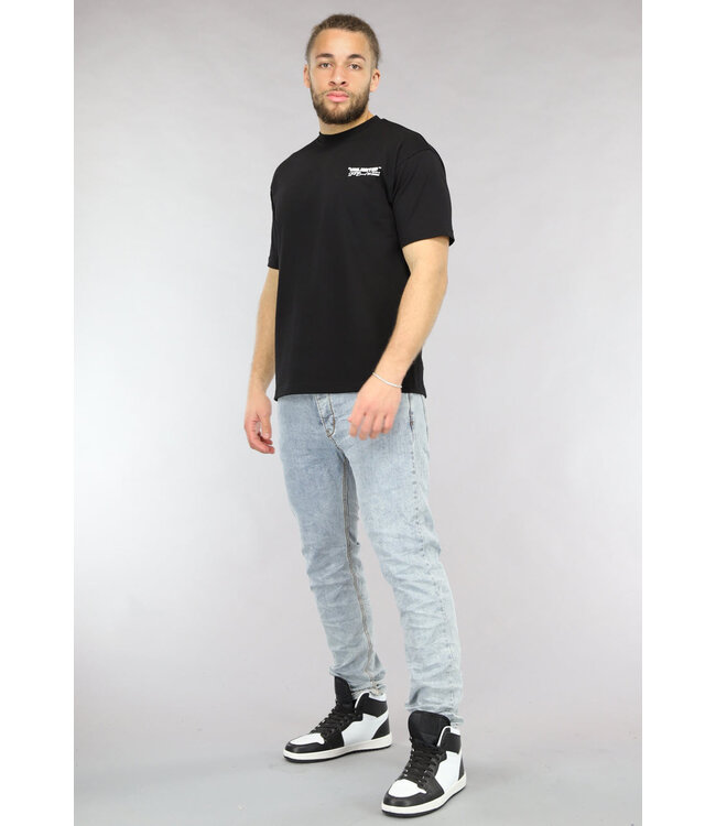 Zwart Heren Shirt in Los Model met Unlimited Tekst