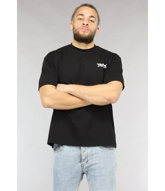 Zwart Heren Shirt in Los Model met Unlimited Tekst