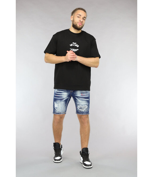 Loose Fit Zwart Mannen Shirt met Puzzel Print