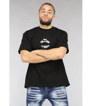Loose Fit Zwart Mannen Shirt met Puzzel Print