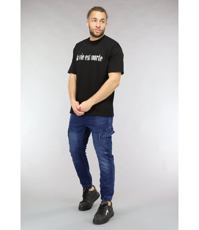 Zwart Mannen La vie est courte T Shirt