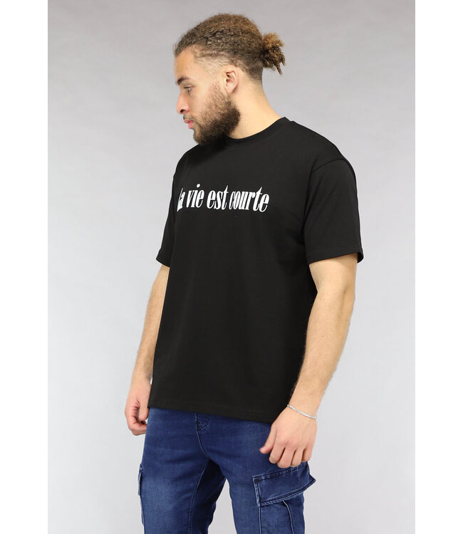 NEW0305 Zwart Mannen La vie est courte T Shirt