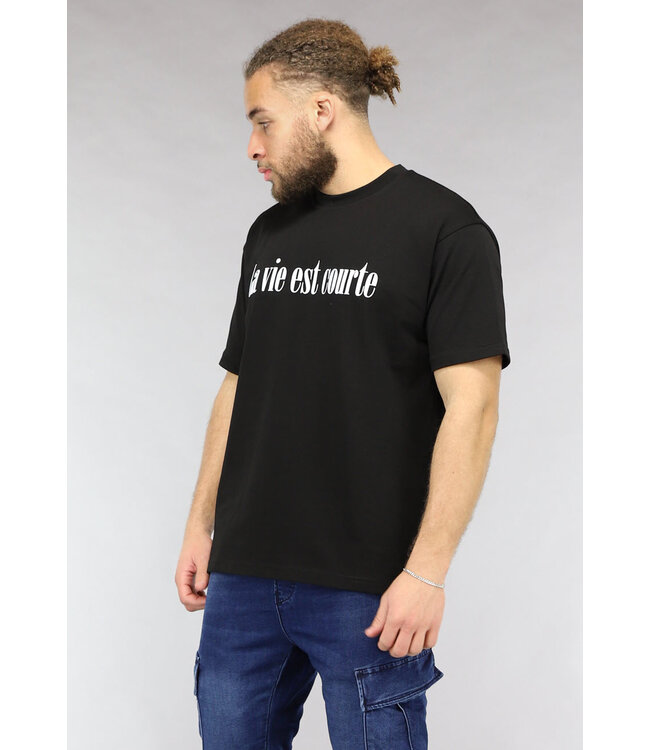 Zwart Mannen La vie est courte T Shirt