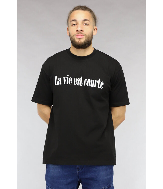 Zwart Mannen La vie est courte T Shirt