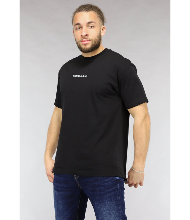 Zwart Heren T Shirt met Essentielles of Life