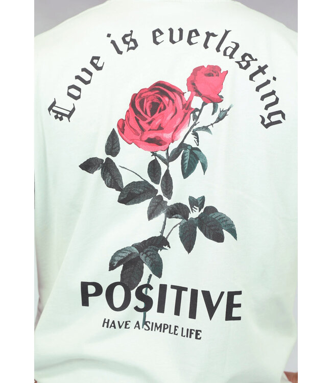Lichtgrijze Oversized Heren T Shirt met Positive Tekst