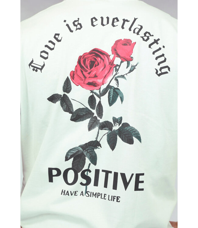 NEW0305 Lichtgrijze Oversized Heren T Shirt met Positive Tekst