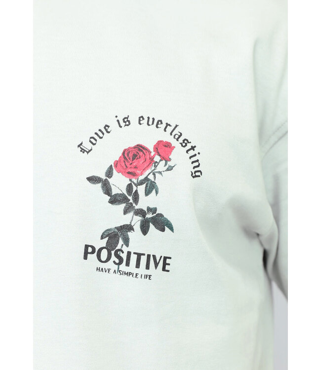 Lichtgrijze Oversized Heren T Shirt met Positive Tekst