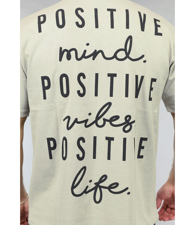 NEW0305 Taupe T Shirt met Motivational Tekst