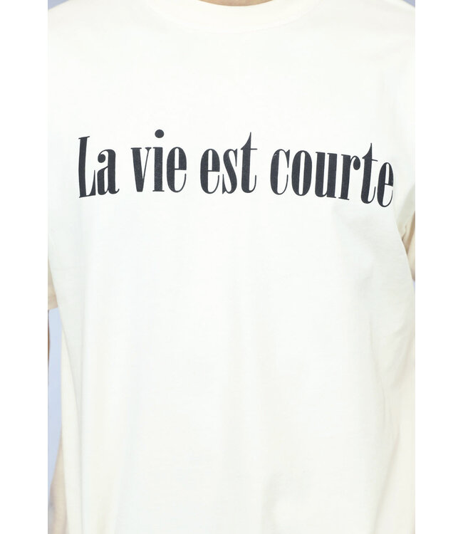 Ecru La vie est courte Mannen T Shirt