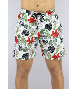 Witte Heren Zwembroek met Leaf Print