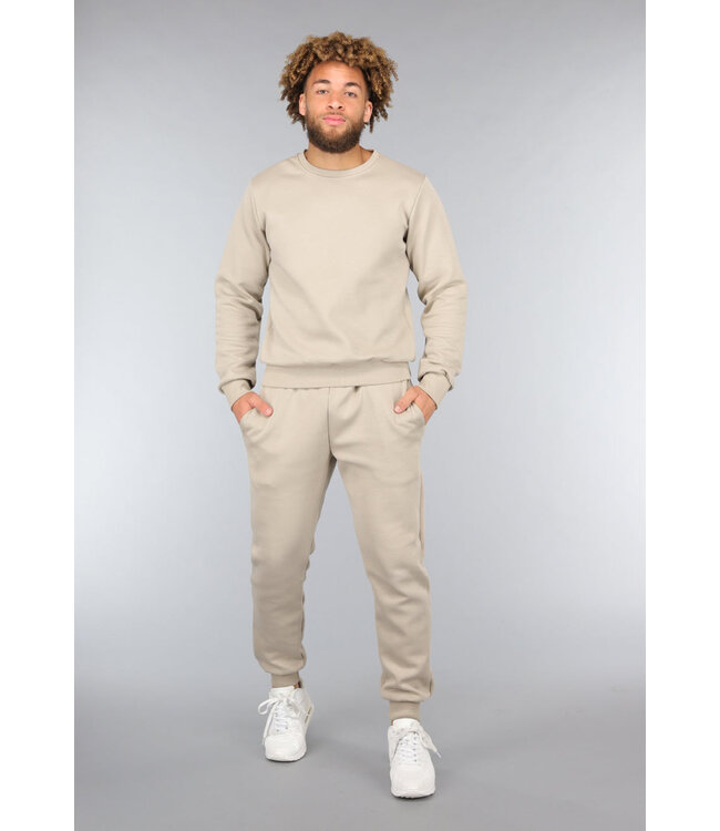 Basic Taupe Heren Tracksuit
