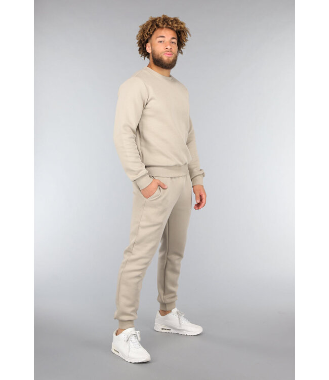 Basic Taupe Heren Tracksuit