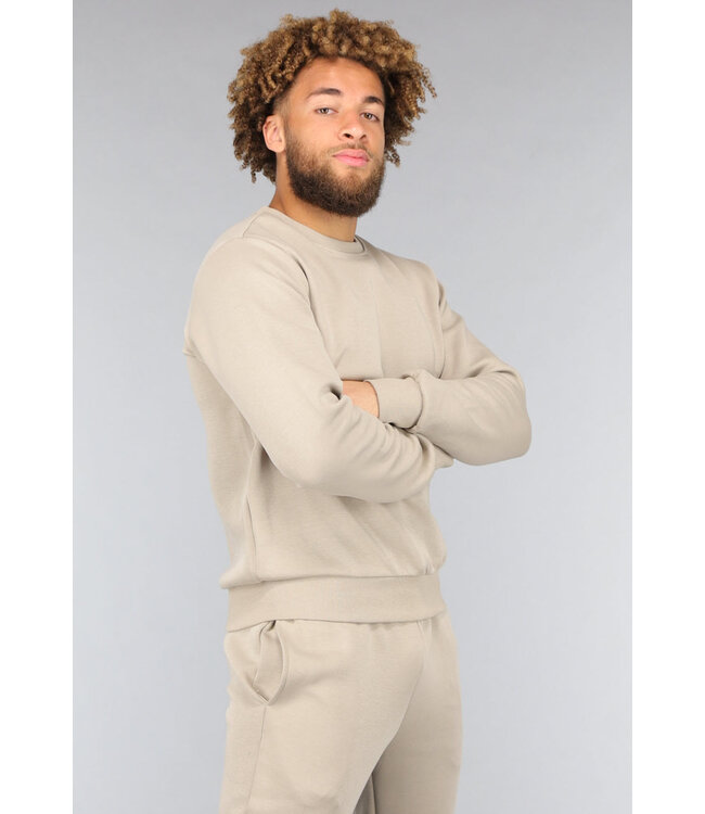 Basic Taupe Heren Tracksuit
