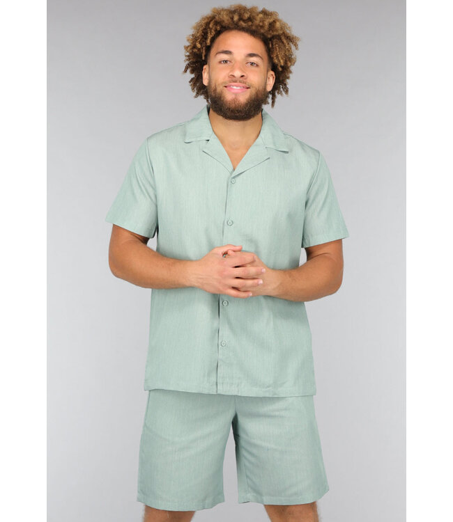 Tweedelige Mintgroene Linnenlook Heren Set