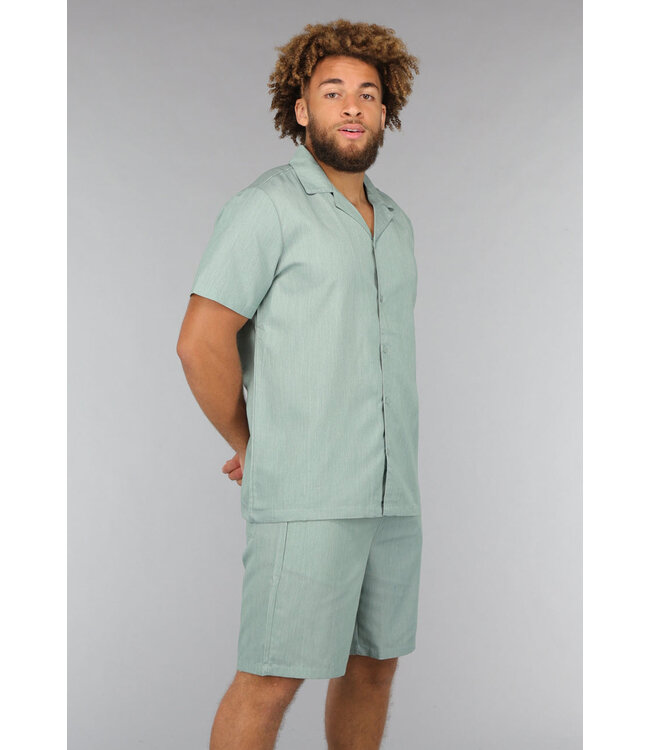 Tweedelige Mintgroene Linnenlook Heren Set