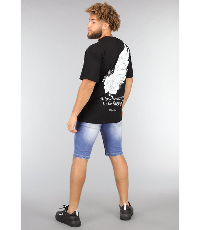 Zwart Heren Vleugel T Shirt