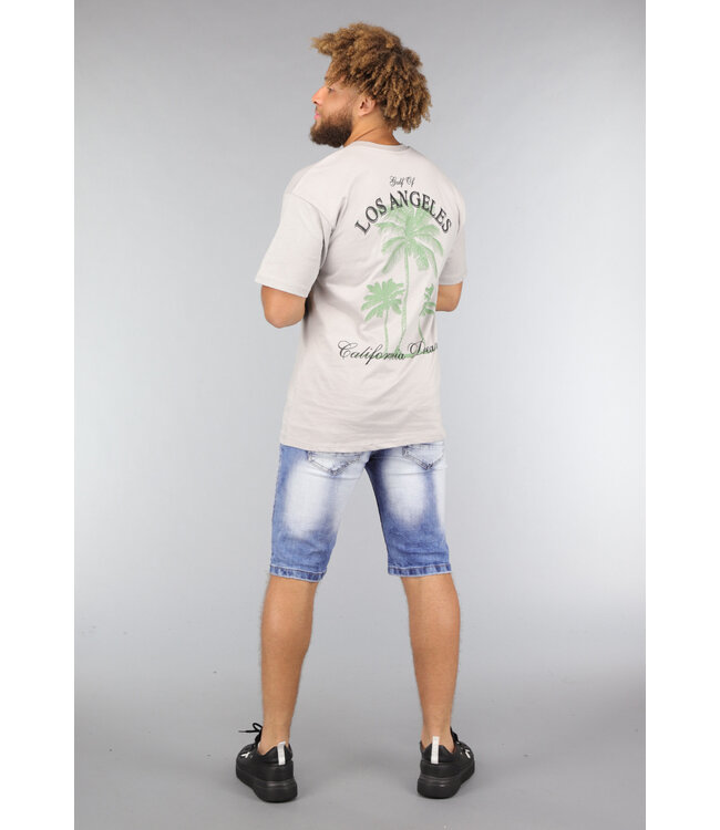 Grijs Heren Shirt met Palmbomen Print